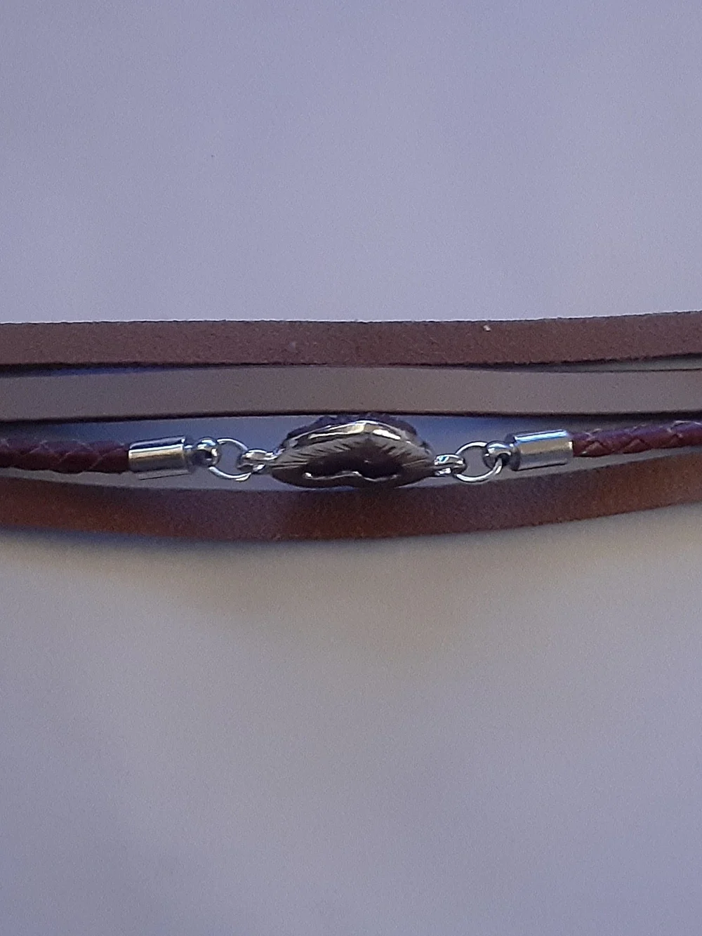 Silver Heart Brown Leather Wrap Bracelet